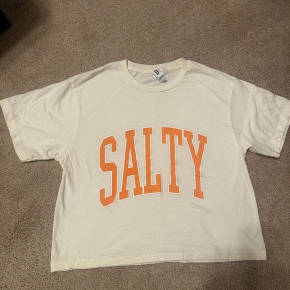 American Apparel Tops - American Apparel Pale Yellow Graphic Cropped Tee Size M